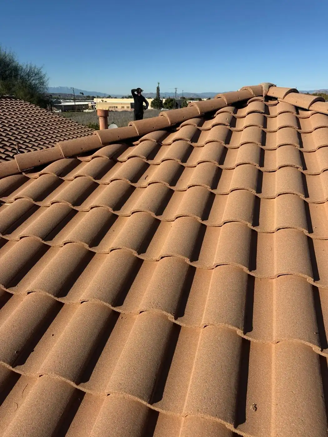 Tile roof repair project by On Point Roofing Repair serving French Valley, CA