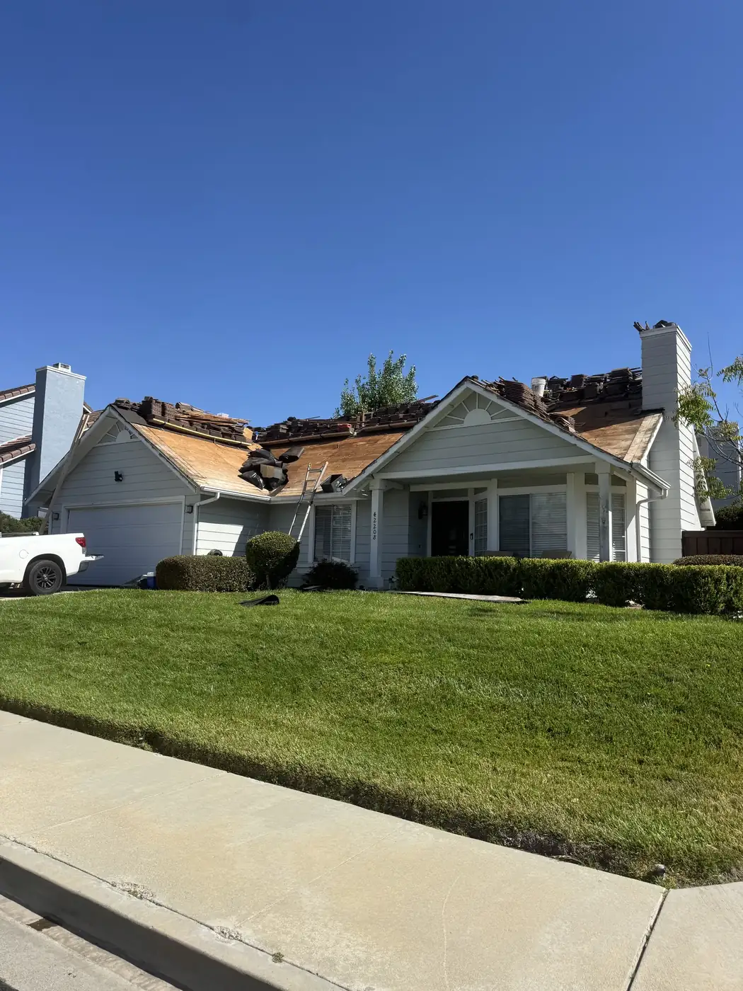 Completed roof repair on a single-story home in Menifee, CA