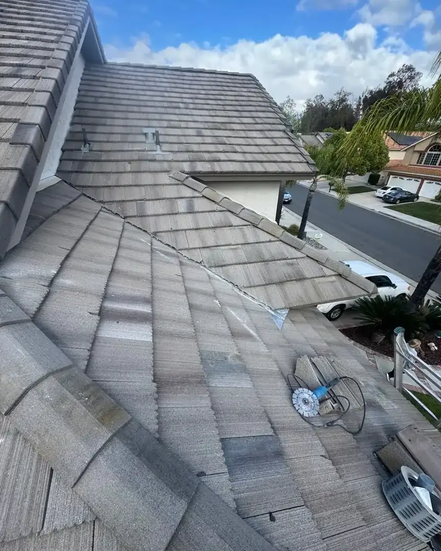 Tile roof maintenance project by On Point Roofing Repair serving Fallbrook, CA
