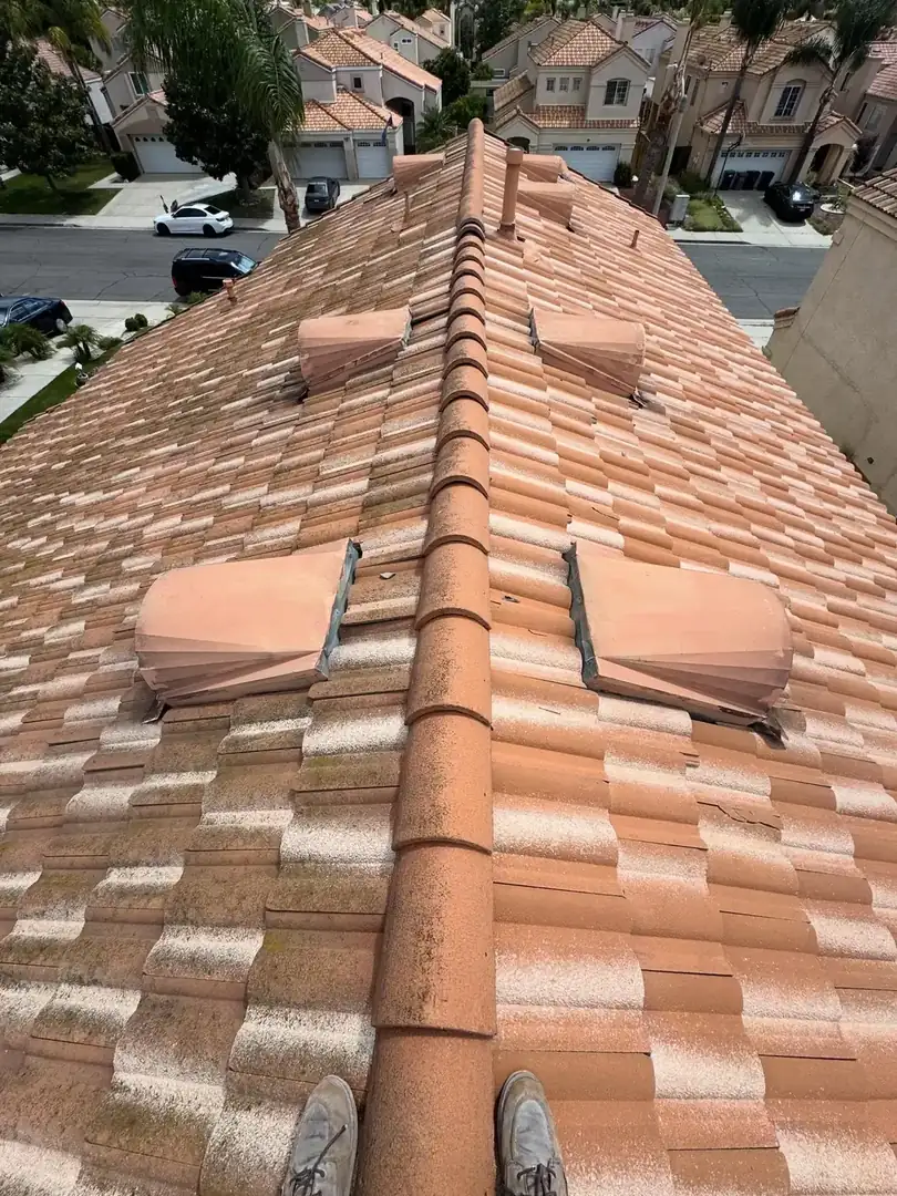 Tile lift and relay underlayment replacement in progress in Wildomar, CA