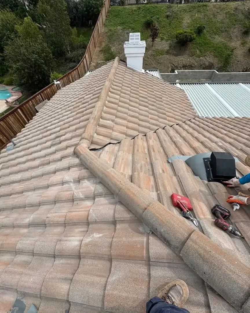 Flashing repair to stop a roof leak in Temecula, CA