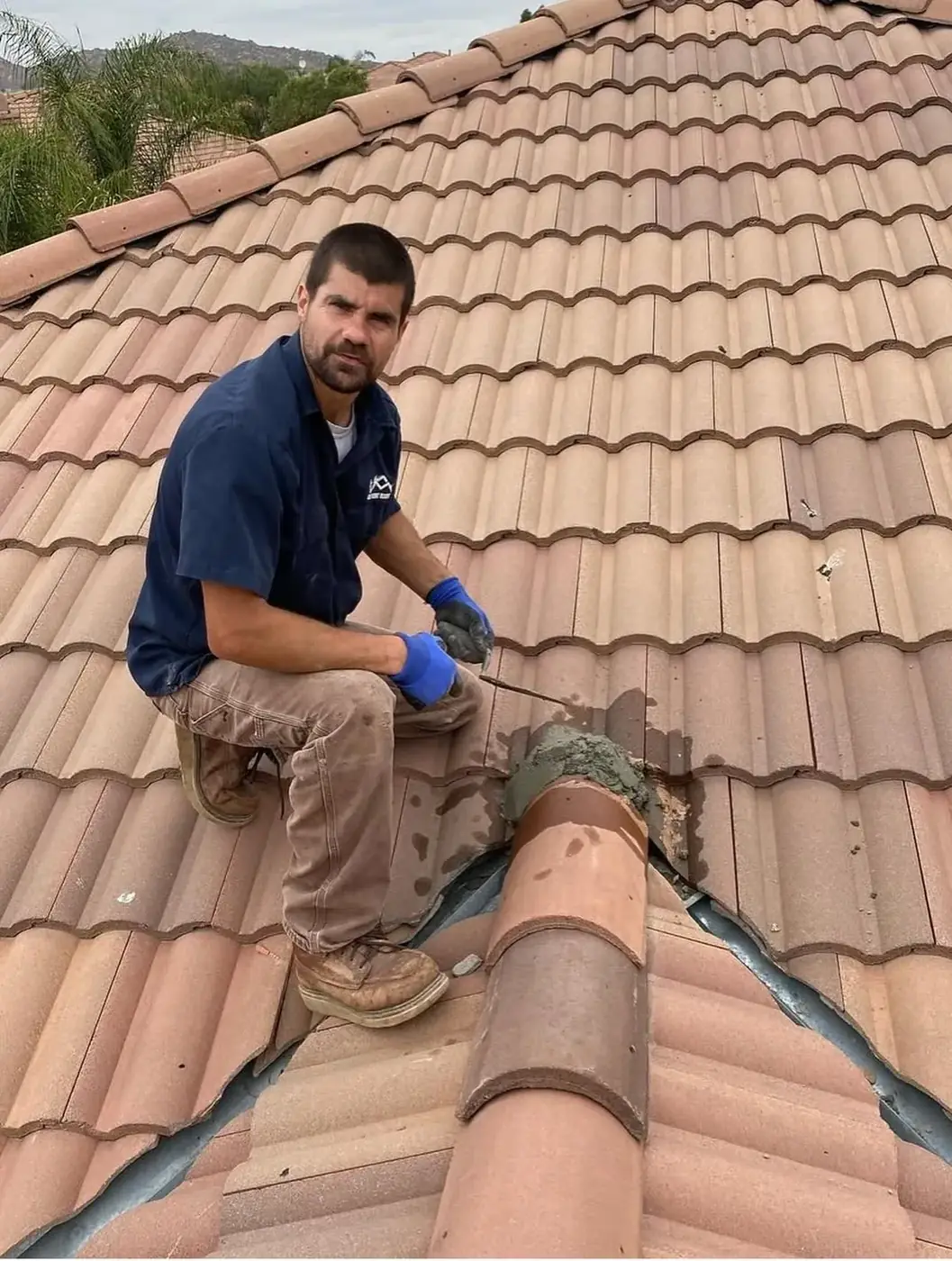 Tile roof maintenance and valley repair on a Murrieta, CA home